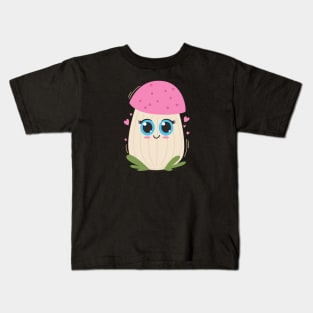 Cute Mushroom Art Design Kids T-Shirt